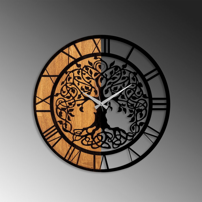 Wallity Reloj de pared decorativo de madera Nogal y Negro